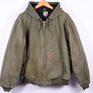 Carhartt Men's Green Hooded Field Jacket